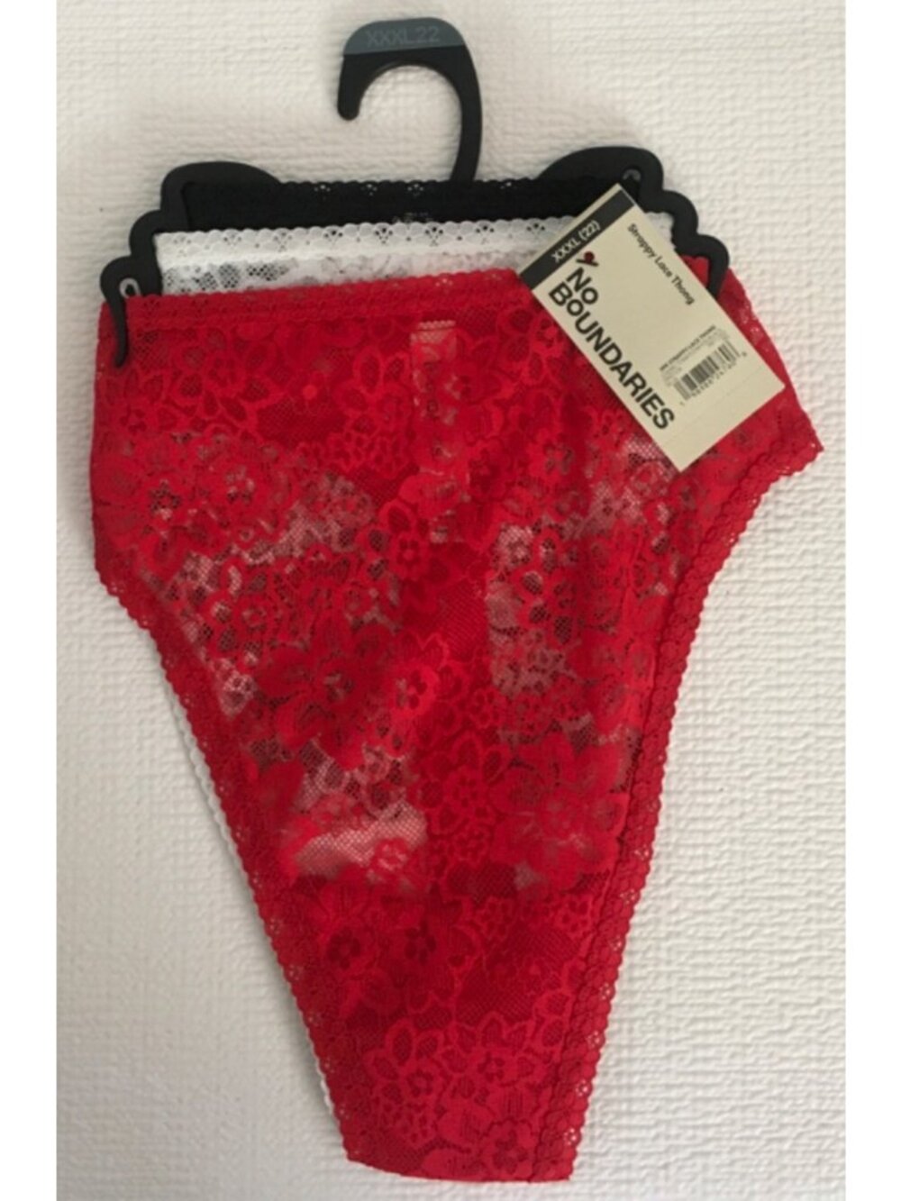 No Boundaries 3 Pack Strappy Lace Thong Underwear Size XXXL Red White Black New